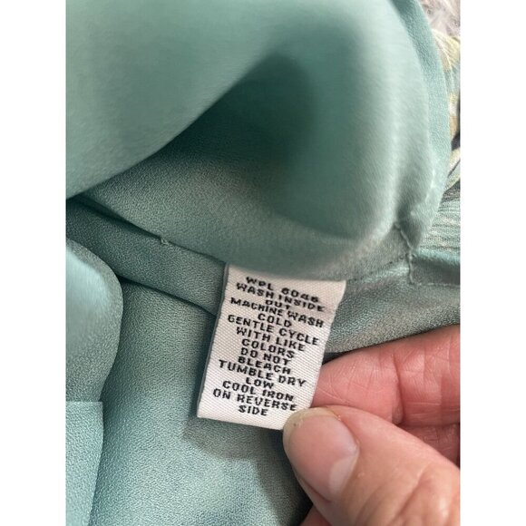 Style & Co Mint Green Floral V Neck Blouse Women's Size 8 Hidden Zip Cls - Picture 8 of 11